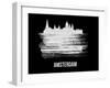 Amsterdam Skyline Brush Stroke - White-NaxArt-Framed Art Print