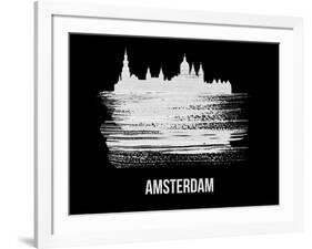 Amsterdam Skyline Brush Stroke - White-NaxArt-Framed Art Print