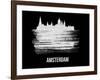 Amsterdam Skyline Brush Stroke - White-NaxArt-Framed Art Print