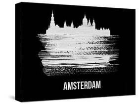 Amsterdam Skyline Brush Stroke - White-NaxArt-Stretched Canvas