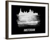 Amsterdam Skyline Brush Stroke - White-NaxArt-Framed Art Print