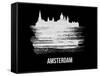 Amsterdam Skyline Brush Stroke - White-NaxArt-Framed Stretched Canvas