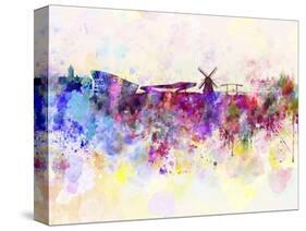 Amsterdam Skyline in Watercolor Background-paulrommer-Stretched Canvas