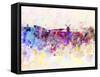 Amsterdam Skyline in Watercolor Background-paulrommer-Framed Stretched Canvas