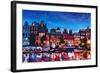 Amsterdam Skyline with Canal at Night-Martina Bleichner-Framed Art Print