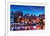 Amsterdam Skyline with Canal at Night-Martina Bleichner-Framed Art Print