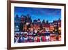 Amsterdam Skyline with Canal at Night-Martina Bleichner-Framed Art Print