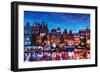 Amsterdam Skyline with Canal at Night-Martina Bleichner-Framed Premium Giclee Print