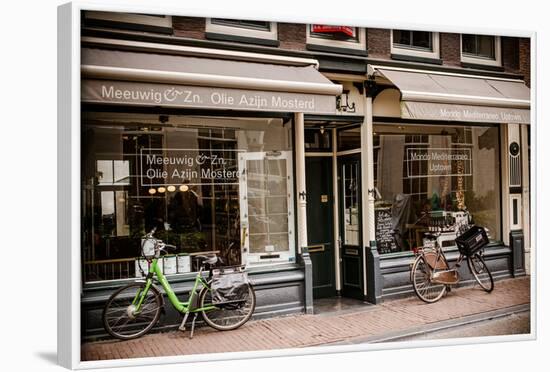 Amsterdam Storefront with Bikes-Erin Berzel-Framed Photographic Print