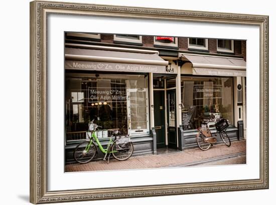 Amsterdam Storefront with Bikes-Erin Berzel-Framed Photographic Print