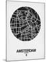 Amsterdam Street Map Black and White-NaxArt-Mounted Art Print