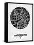 Amsterdam Street Map Black and White-NaxArt-Framed Stretched Canvas