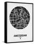 Amsterdam Street Map Black and White-NaxArt-Framed Stretched Canvas