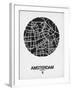 Amsterdam Street Map Black and White-NaxArt-Framed Art Print