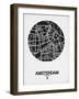 Amsterdam Street Map Black and White-NaxArt-Framed Art Print