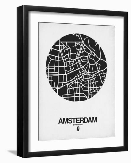 Amsterdam Street Map Black and White-NaxArt-Framed Art Print