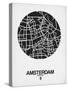 Amsterdam Street Map Black and White-NaxArt-Stretched Canvas