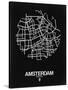 Amsterdam Street Map Black-NaxArt-Stretched Canvas