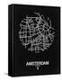 Amsterdam Street Map Black-NaxArt-Framed Stretched Canvas