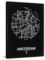 Amsterdam Street Map Black-NaxArt-Stretched Canvas