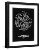 Amsterdam Street Map Black-NaxArt-Framed Art Print