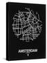 Amsterdam Street Map Black-NaxArt-Stretched Canvas