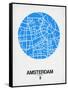 Amsterdam Street Map Blue-NaxArt-Framed Stretched Canvas