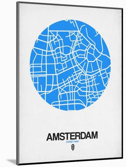 Amsterdam Street Map Blue-NaxArt-Mounted Art Print