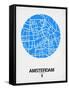 Amsterdam Street Map Blue-NaxArt-Framed Stretched Canvas