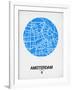 Amsterdam Street Map Blue-NaxArt-Framed Art Print