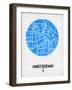 Amsterdam Street Map Blue-NaxArt-Framed Art Print