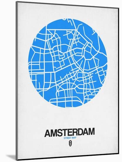 Amsterdam Street Map Blue-NaxArt-Mounted Art Print