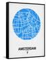 Amsterdam Street Map Blue-NaxArt-Framed Stretched Canvas