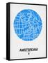 Amsterdam Street Map Blue-NaxArt-Framed Stretched Canvas