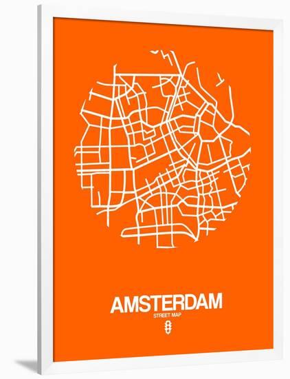 Amsterdam Street Map Orange-NaxArt-Framed Art Print