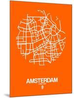 Amsterdam Street Map Orange-NaxArt-Mounted Art Print