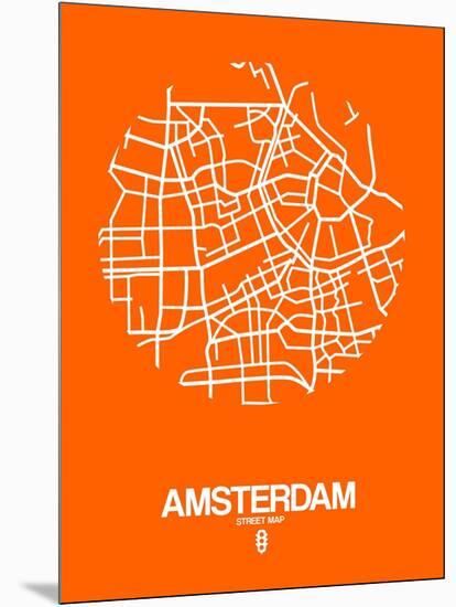 Amsterdam Street Map Orange-NaxArt-Mounted Art Print