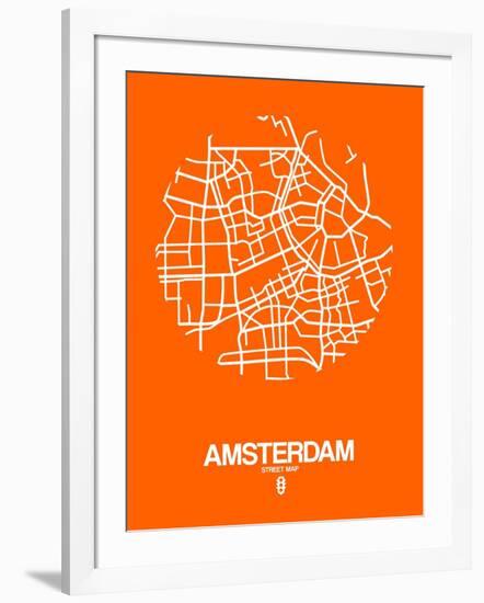 Amsterdam Street Map Orange-NaxArt-Framed Art Print