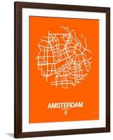 Amsterdam Street Map Orange-NaxArt-Framed Art Print