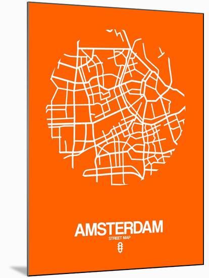 Amsterdam Street Map Orange-NaxArt-Mounted Art Print