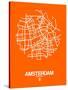 Amsterdam Street Map Orange-NaxArt-Stretched Canvas