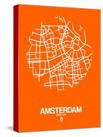 Amsterdam Street Map Orange-NaxArt-Stretched Canvas