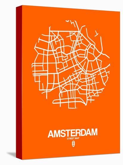 Amsterdam Street Map Orange-NaxArt-Stretched Canvas