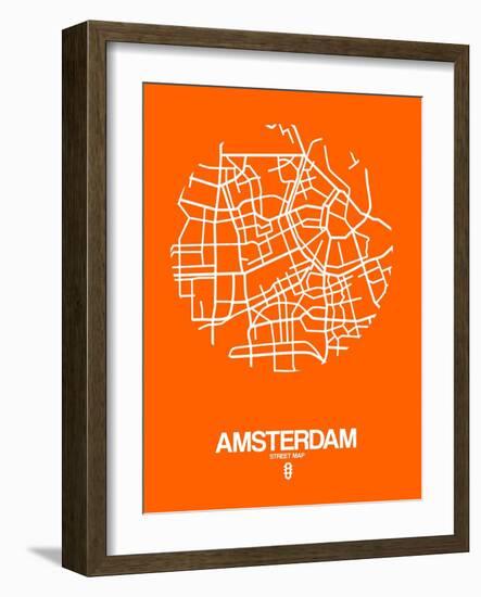 Amsterdam Street Map Orange-NaxArt-Framed Art Print