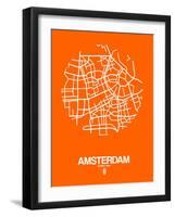 Amsterdam Street Map Orange-NaxArt-Framed Art Print