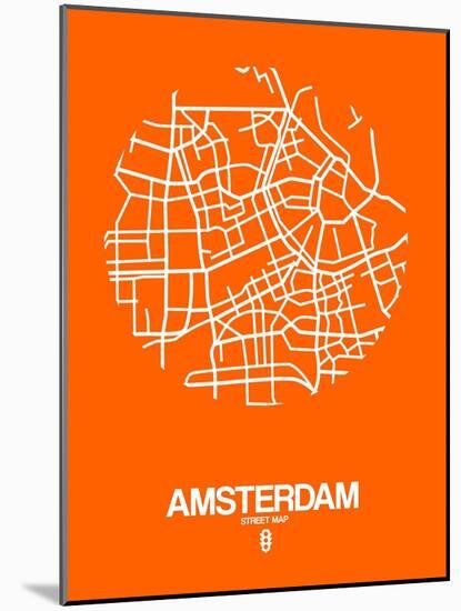 Amsterdam Street Map Orange-NaxArt-Mounted Art Print