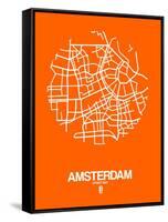 Amsterdam Street Map Orange-NaxArt-Framed Stretched Canvas