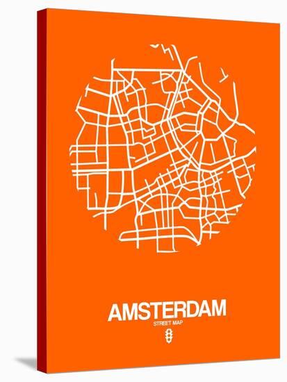 Amsterdam Street Map Orange-NaxArt-Stretched Canvas