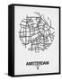 Amsterdam Street Map White-NaxArt-Framed Stretched Canvas