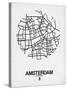 Amsterdam Street Map White-NaxArt-Stretched Canvas